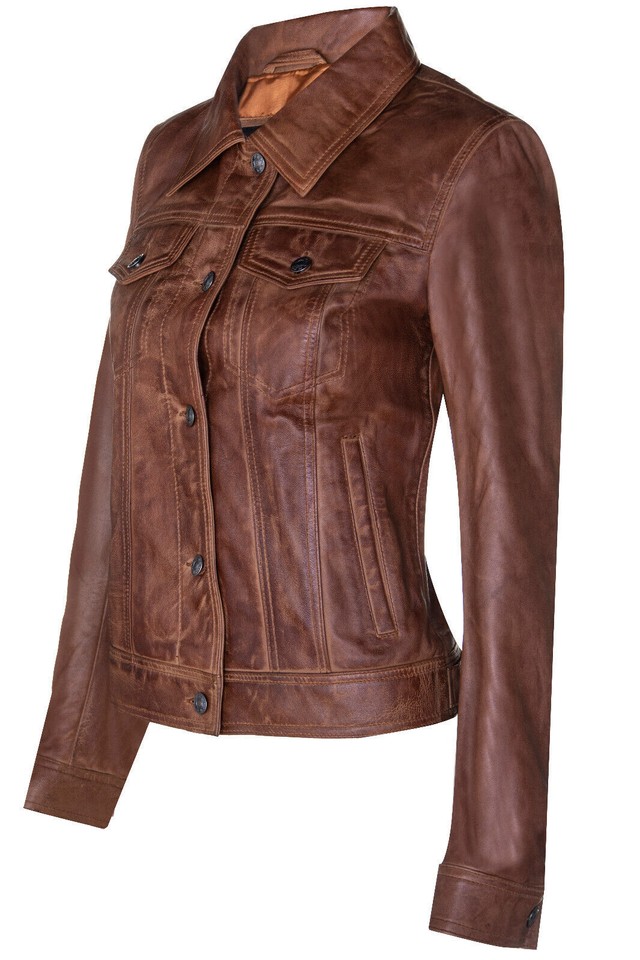 Women's Dark Tan Western Leather Jacket main image 1
