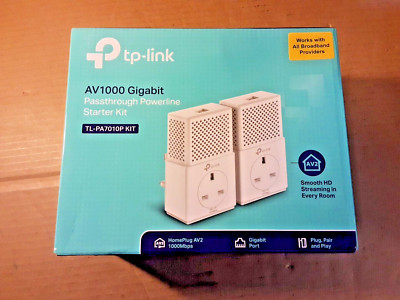 TP-LINK AV1000 Gigabit Power-Line Pass Through, MODEL:TL-PA7010P, BOXED