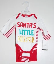 NWT Modern Baby Infant Boy Red 3pc Holiday Santa's Helper Shirt & Pant Set 0-3M