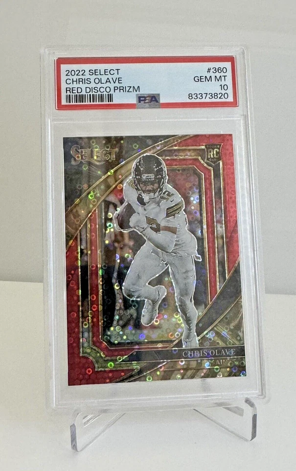 2022 Panini Select Chris Olave #360 Red Disco Prizm PSA 10, POP 9, 43/49, Saints - Image 4 of 4