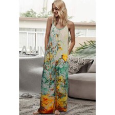 Tie-Dye Spaghetti Strap Jumpsuit with Pockets