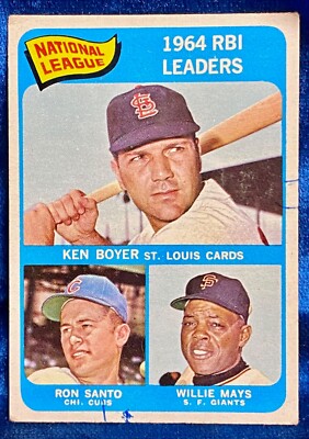    1965 Topps # 6 NL RBI Leaders Willie Mays VG LOW GRADE, WRITING   