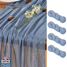 LINXTAR Dusty Blue Table Runner Cheesecloth Table Runner 4 Pack 14FT Farmhous