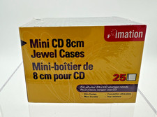 New SEALED Box of 25 Imation Mini CD 8cm Jewel Storage Cases, NO DISCS Storage