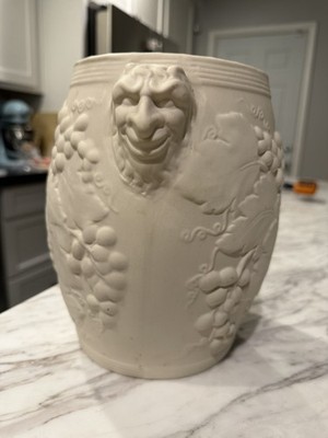 Vtg Hartstone Pottery Stoneware Wine Cooler Ice Bucket Grape Vine Bacchus Head