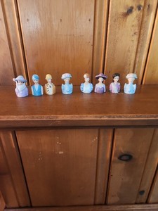 Vintage Avon Lady Head Thimbles Porcelain Ceramic Dated 1982-84 Lot of 8
