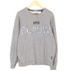 SCOTCH & SODA Men Jumper Size L Crew Neck Grey Jersey Pullover Graphic Print