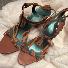 Bridget Shuster Women's Ballroom Dance Shoes Brown Blue Orange Size 8M