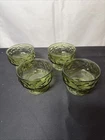Vintage Anchor Hocking Milano Lido Green Footed Sherbet Dessert Bowls Set Of 4