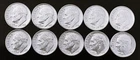 (Lot of 10) Roosevelt SILVER Dimes. Set 1956-60  P&D.  XF/AU/BU   (R004)