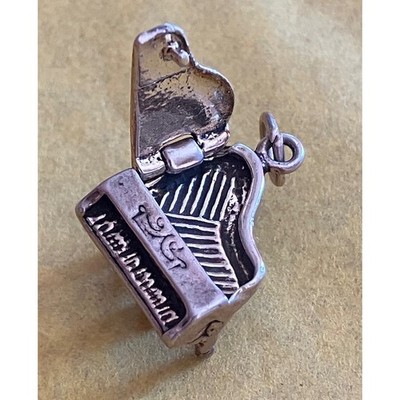 Vintage 925 Grand Piano Charm Hinged Lid