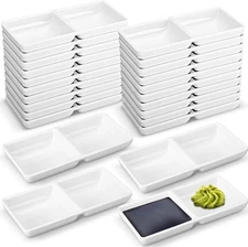 Sauce Dish Dual Dipping Bowls Dual Sauce Bowls Soy Two Compartments Party Trays 