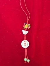 Lucky Jade Key Chain Phone Bag Zipper Pull Charm Chinese 6"
