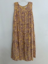 J.Jill Women's Yellow Floral/Paisley Tiered Sleeveless Maxi Dress Size 2X NWT