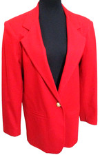 Vintage Savannah Cherry Red Pure Wool Fully Lined Blazer Jacket Size 10 Women's