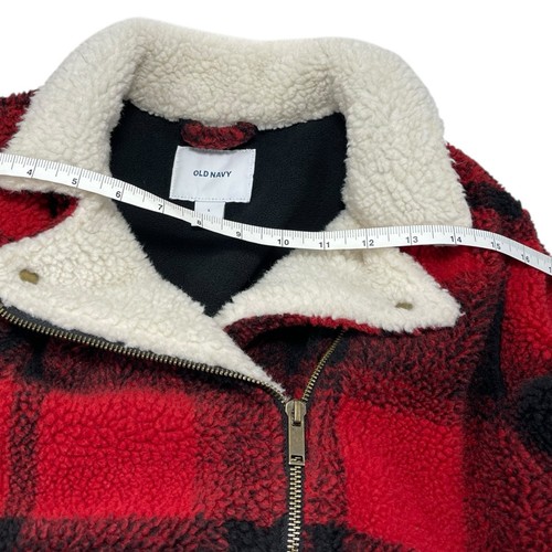 Old Navy Womens Large Fuzzy Fleece Jacket Sherpa Collar Full Zip Pockets - Picture 8 of 8