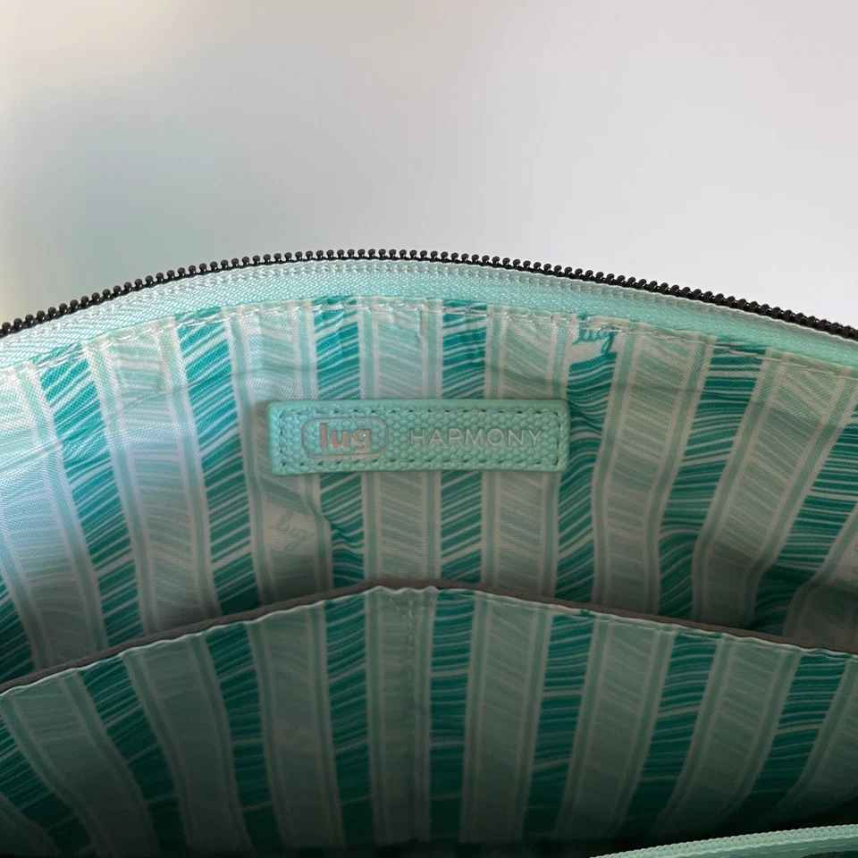 Bandolera acolchada Lug Harmony azul aguamarina bolsillos con correa ajustable Foto 3 de 4