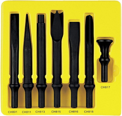Grey Pneumatic 7pc Air Hammer Chisel/ Cutter/ Hammer Bit Set .498'' Shank #CS807