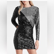 COLOR Block Sequin Strong Shoulder Mini Dress size M NWT