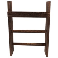 Multi Layer Wooden Towel Rack Wall Mounted Rustic Bathroom Shelf Coffee Color