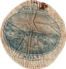 1800 KIEL GERMANY TEXTILE HANDKERCHIEF JOHN BRUNING ILLUSTRATED MARITIME SCENE