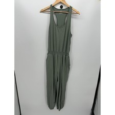 Aerie Womens Green Racerback Jogger Jumpsuit Romper Pockets Size M FJ6