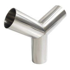 Y Shape Pipe 3 Way Fitting Stainless Steel 120 Degree Exhaust Tube Polished Tool