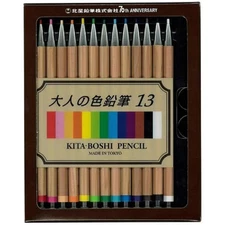 Japan NEW KITA-BOSHI OTP-IE13 Adult 13 Color Pencils Set Sharp Pencil