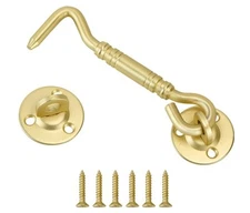 Hook & Eye Latch in Soft Gold, Catch / Lock for Cabinet, Gate, Sliding Barn Door