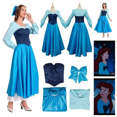 The Little Princess Ariel Cosplay Mermaid blue Dress Halloween party Costume