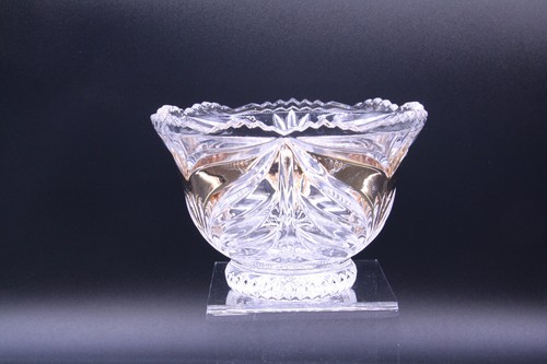 Lead Crystal Gold Ribbon Candy Dish Vintage Anna Hutte Bleikristall - Picture 5 of 10