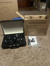 3 Speed Suitcase Record Player Turntable Digitnow Black