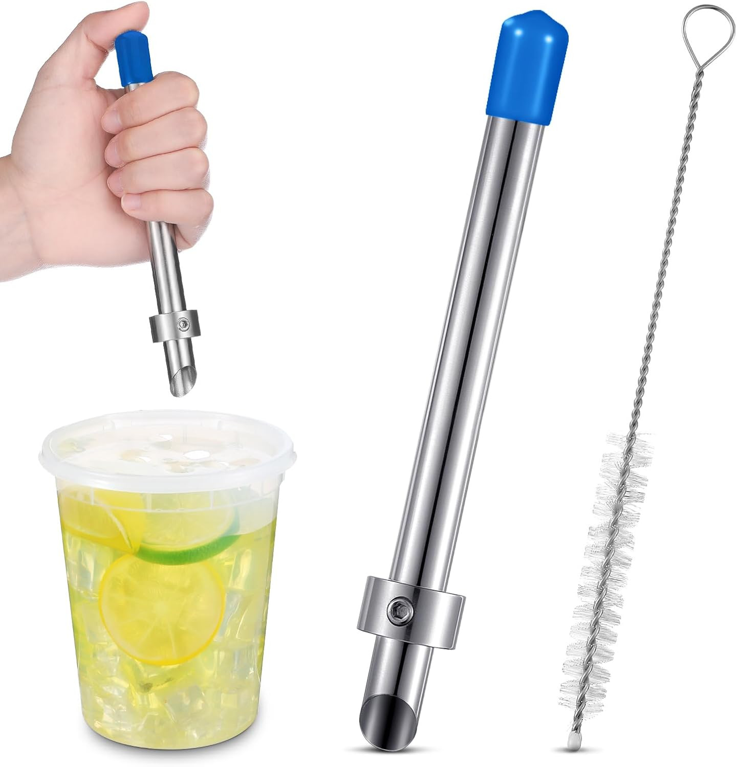 1 Pack Straw Puncher for Plastic Lids Lemonade Cups, Stainless Steel Straw Hole
