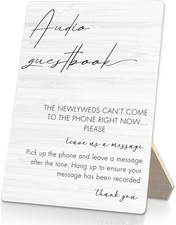 Audio Guestbook Sign, Wedding Guestbook Wooden Sign Stand 5X7Inch, Message Audio