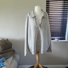 H&M Ladies Oversized Jumper Size XXL Oatmeal Wool Blend Popover