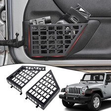 Metal Front Door Pockets for 2007-2018 Jeep Wrangler JK JKU 2/4 Storage Stain...