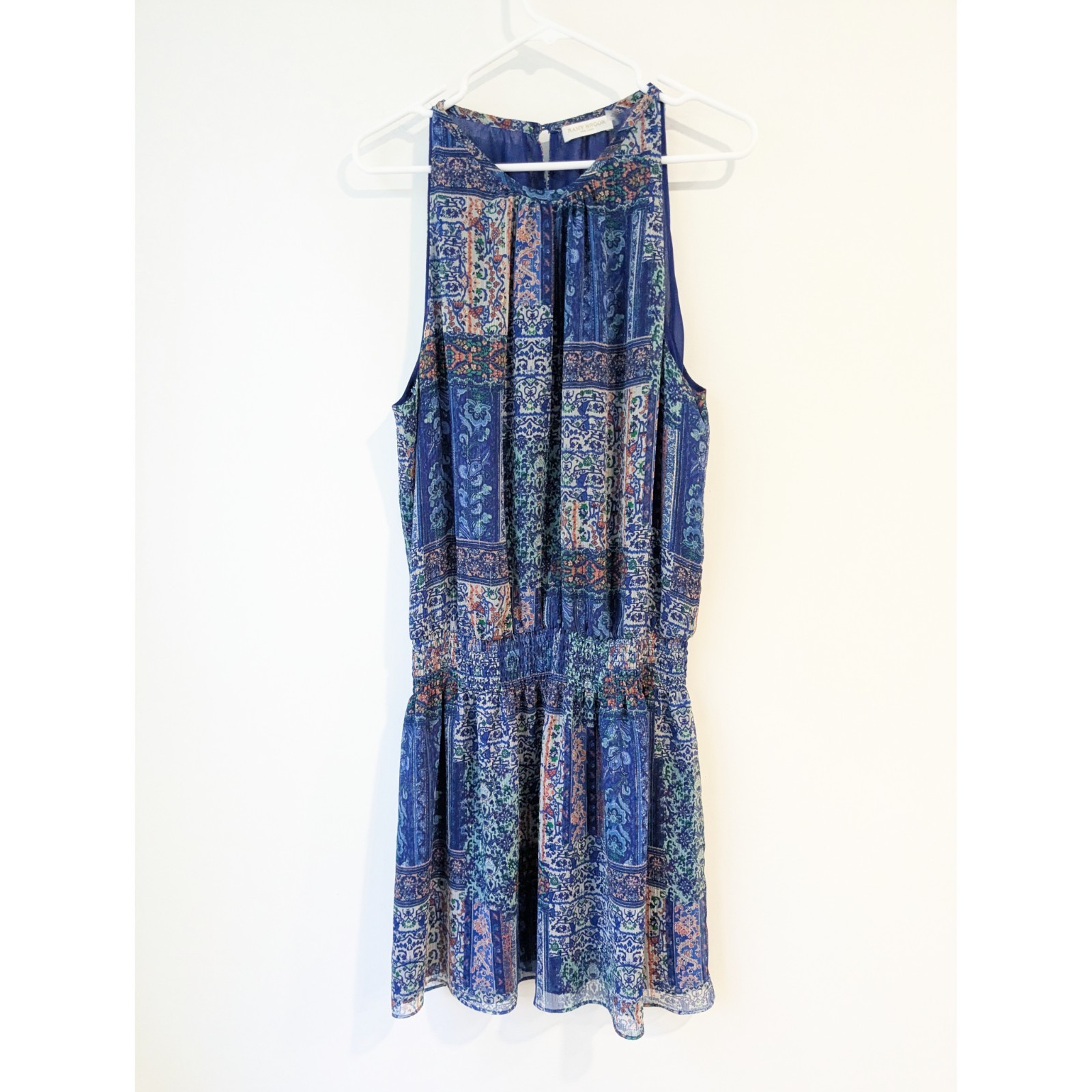 Ramy Brook Paris Patchwork Smocked Mini Dress Blu… - image 2