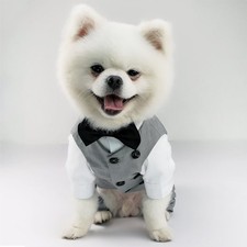 Pet Jumpsuit Outfit Party Costume Formal Gentleman Bowtie Tuxedo Pet Cat Dog