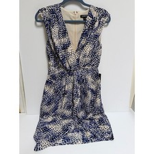 Express Womens Blue Cream Abstract Animal Print V-Neck Sheath Dress XS NWT