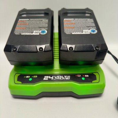 #ad Greenworks 24V 4.0Ah USB Battery Starter Kit 2 Pack with Dual Port Rapid $110.00