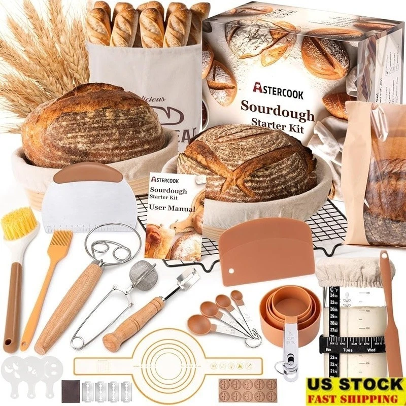 Sourdough Starter Kit Proofing Basket Dough Whisk Bread Sling Baking Tools Set
Opens in a new window