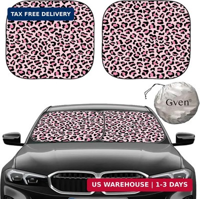 Gven Windshield Sun Shade 2pcs with Bonus Pink Car Sunshade for Front Window Sha