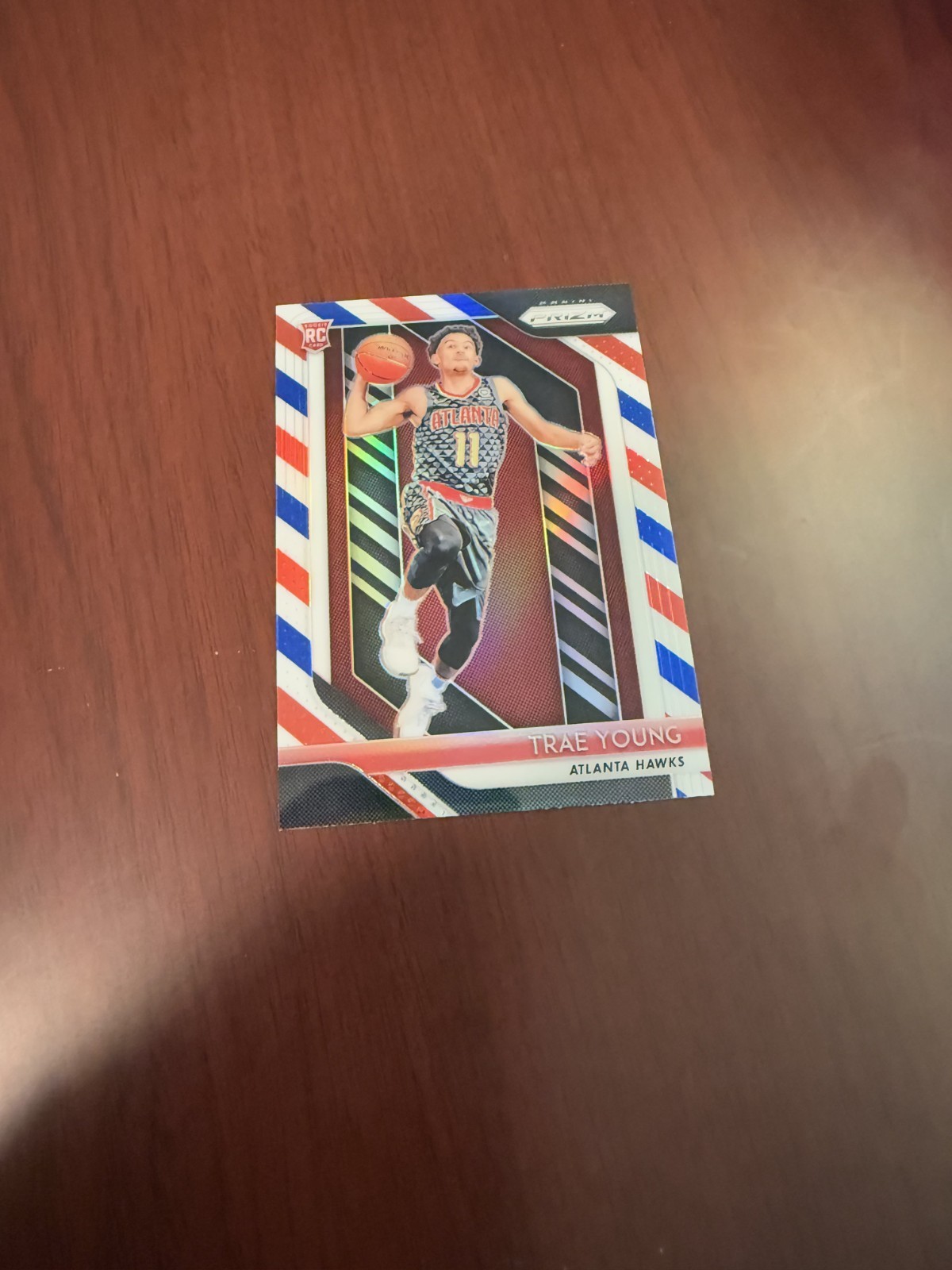 2018-19 Panini Prizm Red White Blue Prizm #78 Trae Young Rookie Card