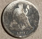 1891 SEATED LIBERTY DIME / TEN CENT PIECE, w/ Wear (Silver)
