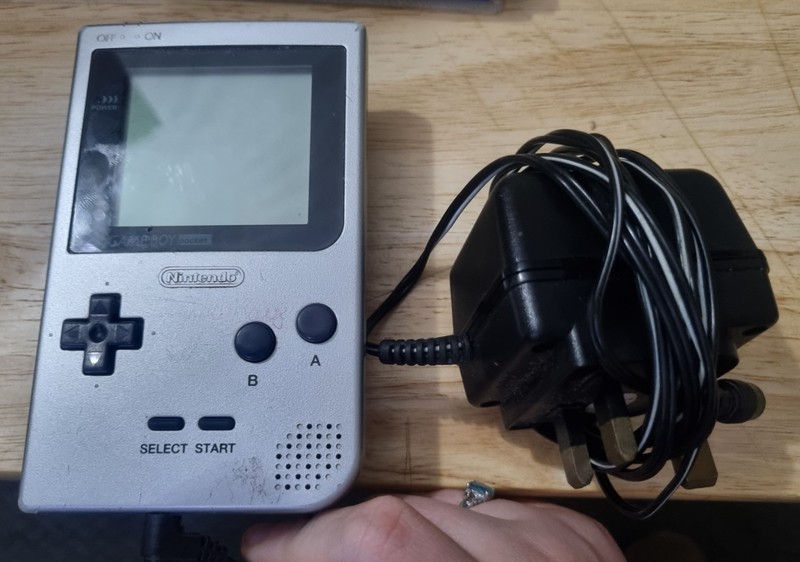 Nintendo Game Boy Pocket Silver Handheld System with External Battery & Charger