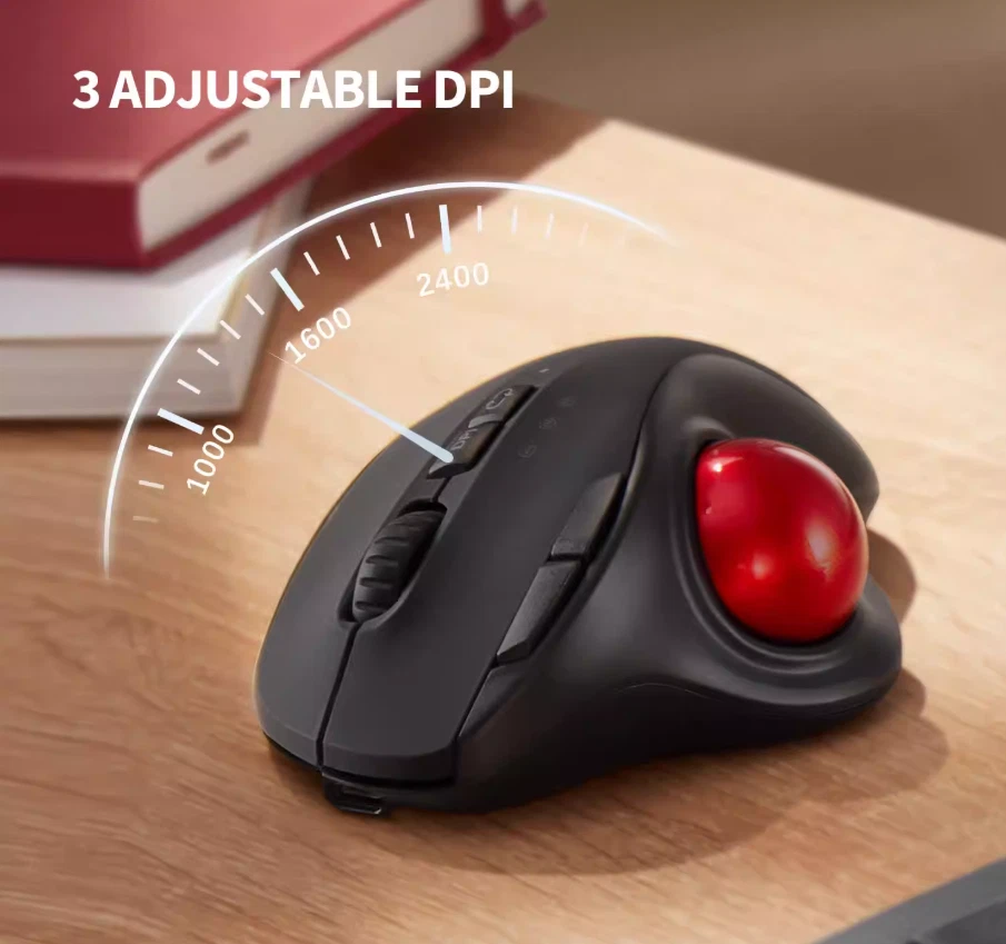 Trackball Mouse 2.4g Mice Rechargeable Wireless Rollerball Computer Laptop - Image 3 of 4