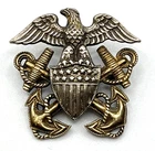 WW2 Sterling Silver & 10k Gold U.S. Navy Lapel Pin Officers Hat Badge Military