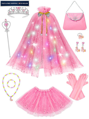 Fuzmo Light Up Princess Dress Set for Girls 3 4 3-6 Years Old, Royal Pink