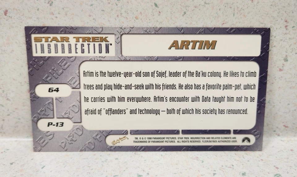 Star Trek Insurrection Profiles #64 Artim FIRMADO Michael Welch 1998 Foto 2 de 2