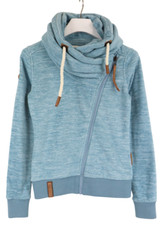 NAKETANO Sweatshirt Women's XS Fleece High Neck Asymmetric Zip Blue